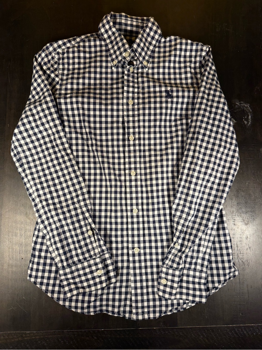 Polo Ralph Lauren Men’s S Slim Fit Navy White Gingham Plaid Button Down Shirt